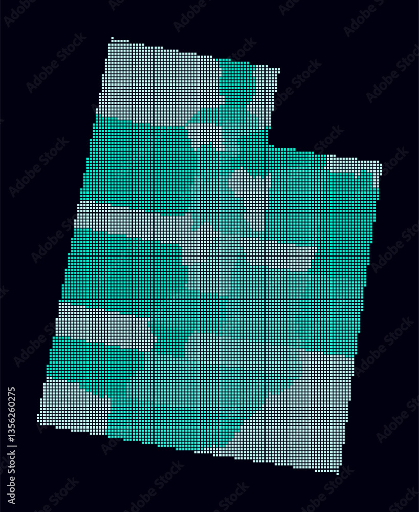 Poster utah dotted map. digital style map of the state on a dark background. utah shape with square dots. c