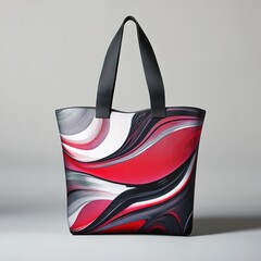 Fototapeta premium Tote bag in digital rendering with futuristic design under soft studio lighting, bold lines, and an innovative, modern feel.