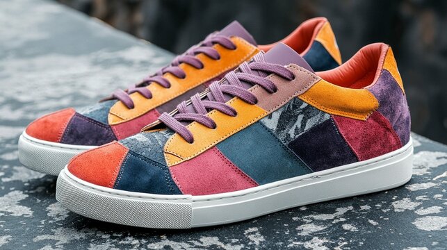 Multicolor Suede Patchwork Sneakers - Powered by Adobe