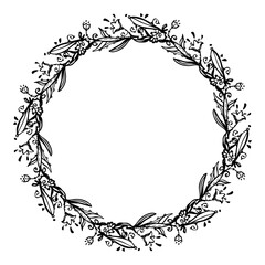 Wreath with delicate little flowers - vector.