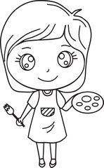 Cute Cartoon Artist with Paint Palette
