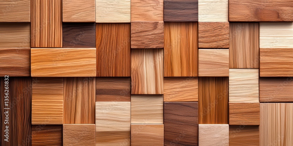 Poster a colorful array of wooden tiles arranged in a patchwork design.