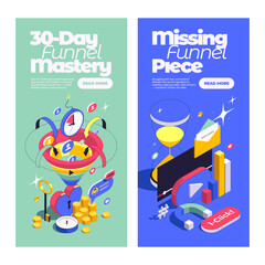 Sales Funnel Isometric Banners vertical