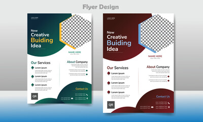 A pair of flyer, eye catchy and stylish template, vector poster in multiple colour variation, corporative design, Flyer Layout, clean.