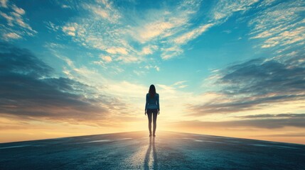 New Begining. Woman Ready for Life Change and Success on New Life Path