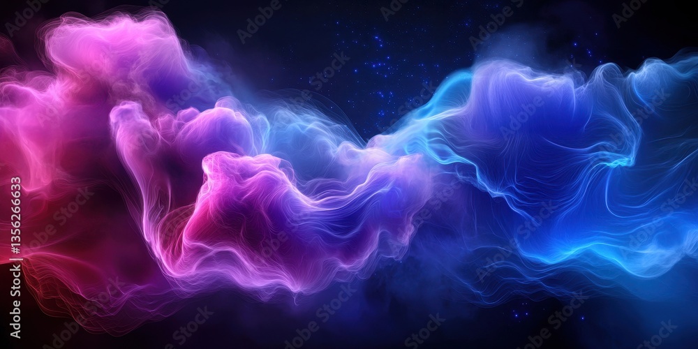 Poster abstract colorful waves in shades of pink and blue creating a dynamic visual effect.