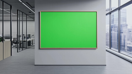 mockup green screen billboard attached to the wall of office space, Ai generated images