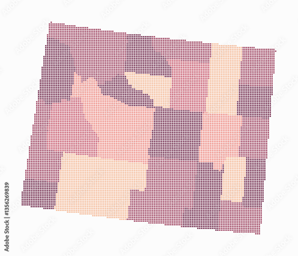 Poster wyoming dotted map. digital style map of the state on white background. wyoming shape with square do