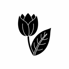 Obraz premium creative details Tulip with Leaf Icon vector illustration