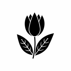 Obraz premium creative details Tulip with Leaf Icon vector illustration