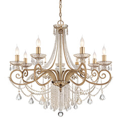 Elegant crystal chandelier on a transparent background