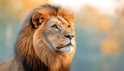 Fototapeta premium Majestic Lion for Savannah Sunset.