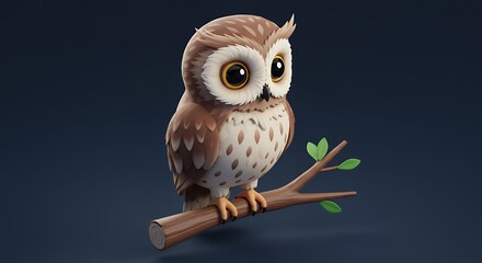 Obraz premium Isometric 3D Owl with Expressive Eyes and Intricate Feathers