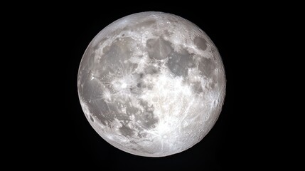 Obraz premium Stunning Full Moon with Detailed Craters Against Black Background