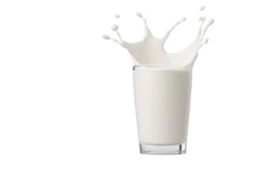 Gardinen Glass of milk with a splash of milk on the side, isolated © Space Priest
