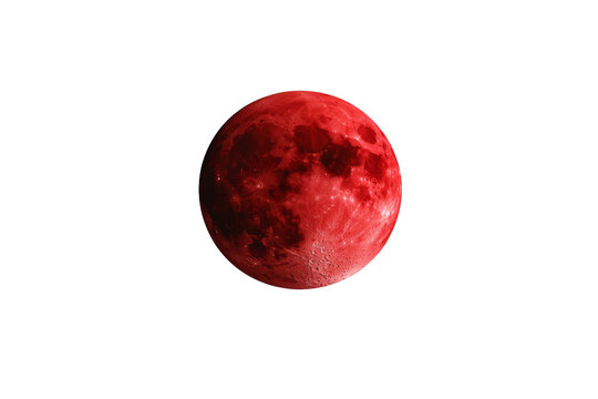 Red moon in the sky, isolated