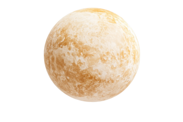 Large, round, yellow object is floating in space, isolated