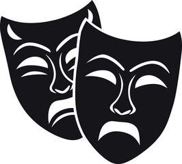 comedy and tragedy theater masks Drama comedy acting masks or theater play flat vector
