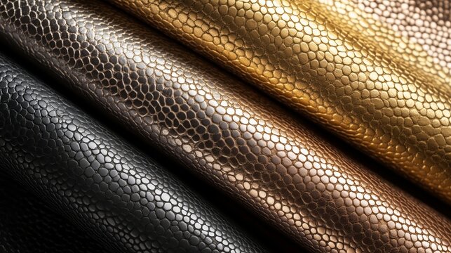 Luxury Stingray Leather Textures: Gold, Bronze, and Black - Made with Generative AI