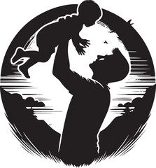 Father and Son Silhouette Vector Bundle