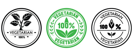 Vegetarian label icon set,Vegan logo, badge,logotype, sticker,Organic, bio, eco symbols