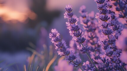 Lavender flowers in a garden. Lilac bush close-up