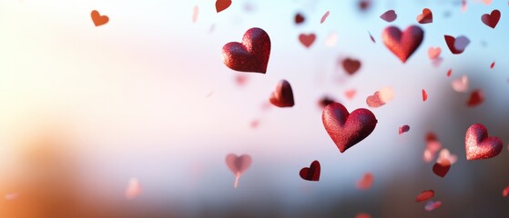 Floating heart symbols