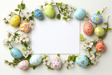 easter card with eggs and flowers