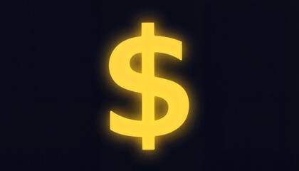 Obraz premium Glowing dollar sign on dark background, finance and wealth concept
