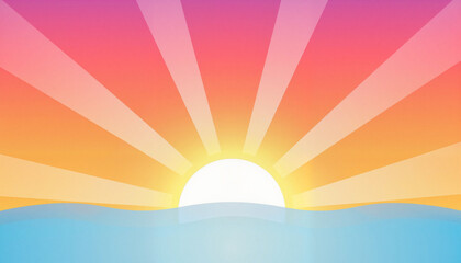 Vibrant sunrise icon with gradient rays over ocean, hope and new beginnings