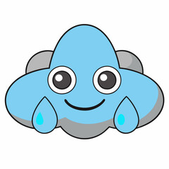 A cute blue baby elephant cartoon illustration with a happy smile and a funny trunk