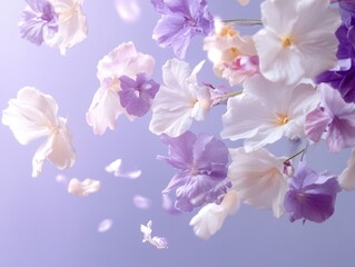 Obraz premium Lavender and white flowers create a soft and dreamy atmosphere in a tranquil setting