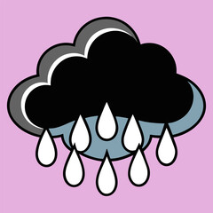 A 3D cloudy icon depicts rain with speech bubble drops, a vector illustration of weather communication