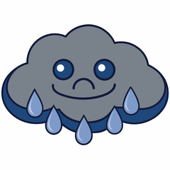 A cute blue cartoon elephant character with a happy smile and a tiny fish