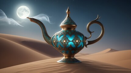 arabic teapot and cup of coffee