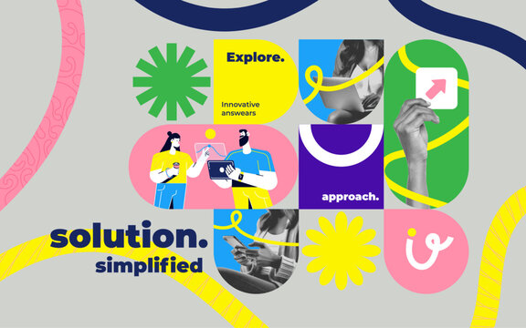 Contemporary Halftone Collage Hand holds arrow up sing. Study and education concept. New ideas and solutions in business. Creative mind or brainstorm. Vector illustration