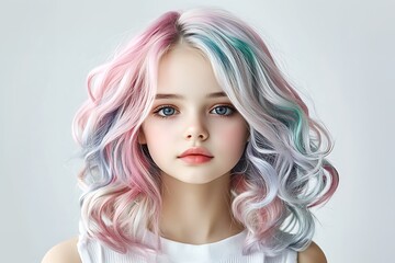 Fototapeta premium Portrait of a young woman with indigo hair in an urban setting artistic exploration