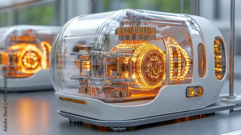 Poster innovative smart 3d printing factory with advanced connected printers in a modern setting