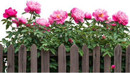 peonies bush on garden isolated on white background, seamless