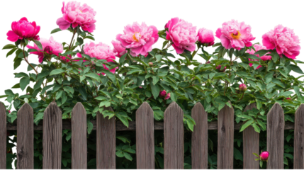 peonies bush on garden isolated on white background, seamless