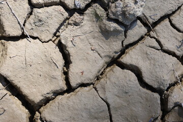 cracked lake bed surface due to aridity