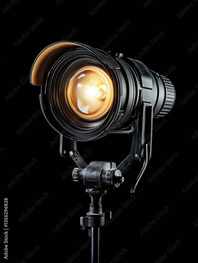 Poster a single light source mounted on a tripod at the highest point