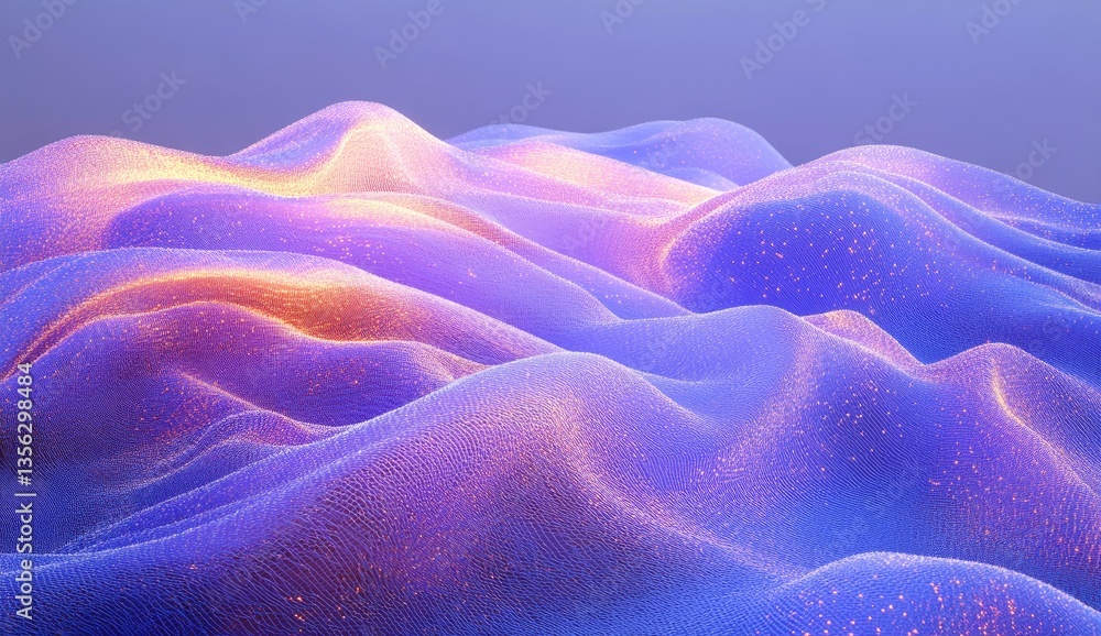 Poster abstract landscape of undulating, glowing fabric. a vibrant display of soft, flowing textures in sha