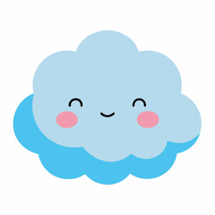 A blue sky cartoon illustration with cloud vectors, a summer weather design element