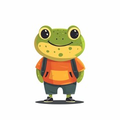 Fototapeta premium cartoon funny frog. Character frog in clothes.