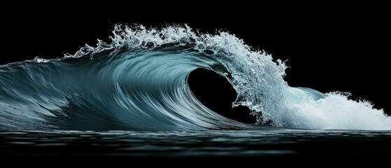 Powerful ocean wave crashing into the water, great for outdoor adventure or surf theme