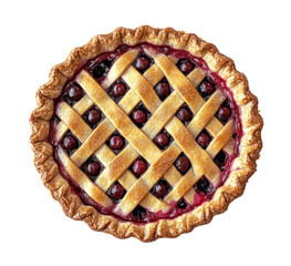 Cherry pie with lattice crust on transparent background (1)