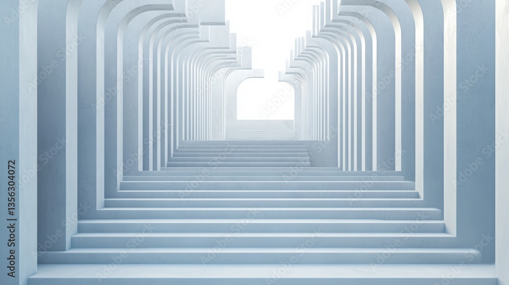 Poster a series of geometric arches create a vision of depth and perspective in a bright, minimalist enviro