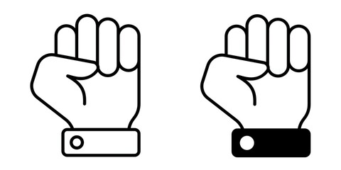 Fist editable stroke outline icon isolated on white background flat vector illustration, black outline, Pixel perfect