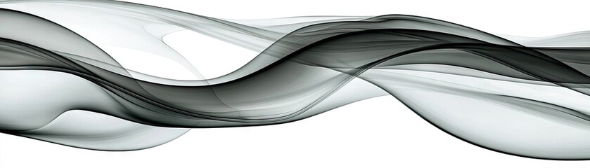 Abstract grey smoke wave design, white background, website banner